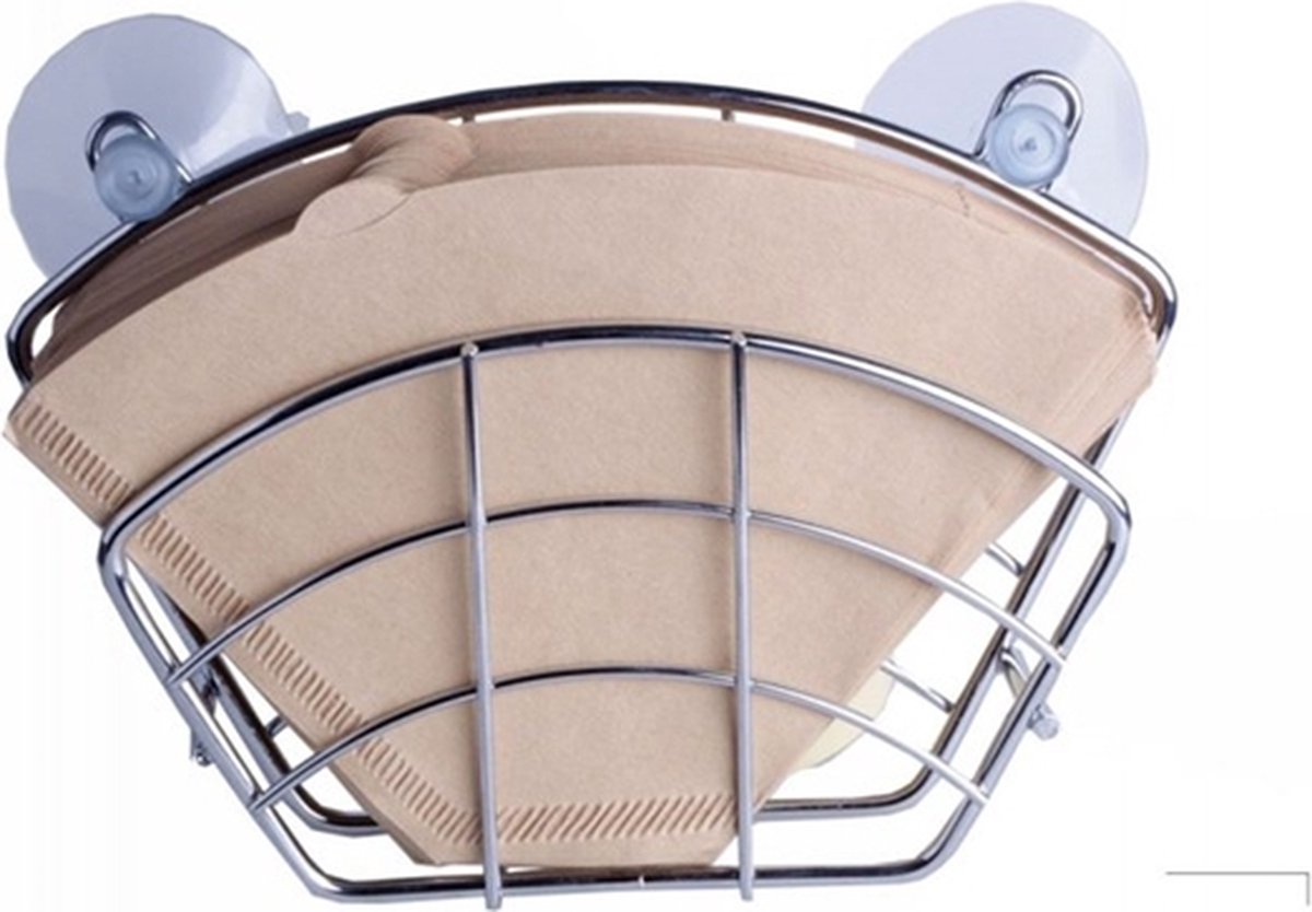 Koffiefilter houder - chroom met zuignap