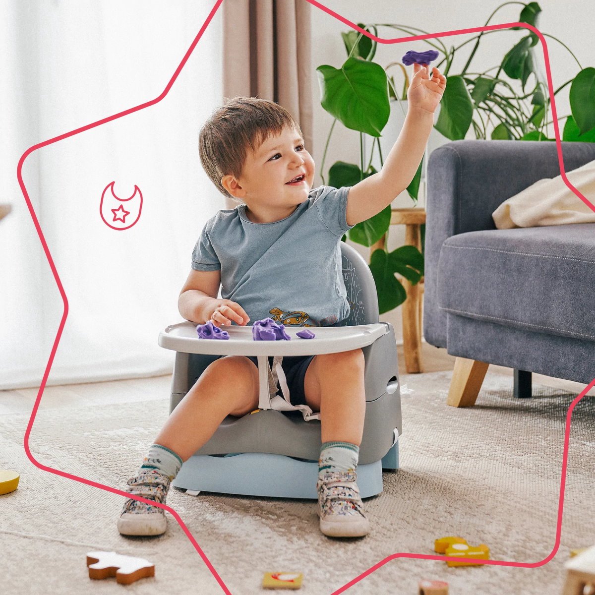 BABYMOOV Home and Go stoelverhoger - beer grijs kinderzitje