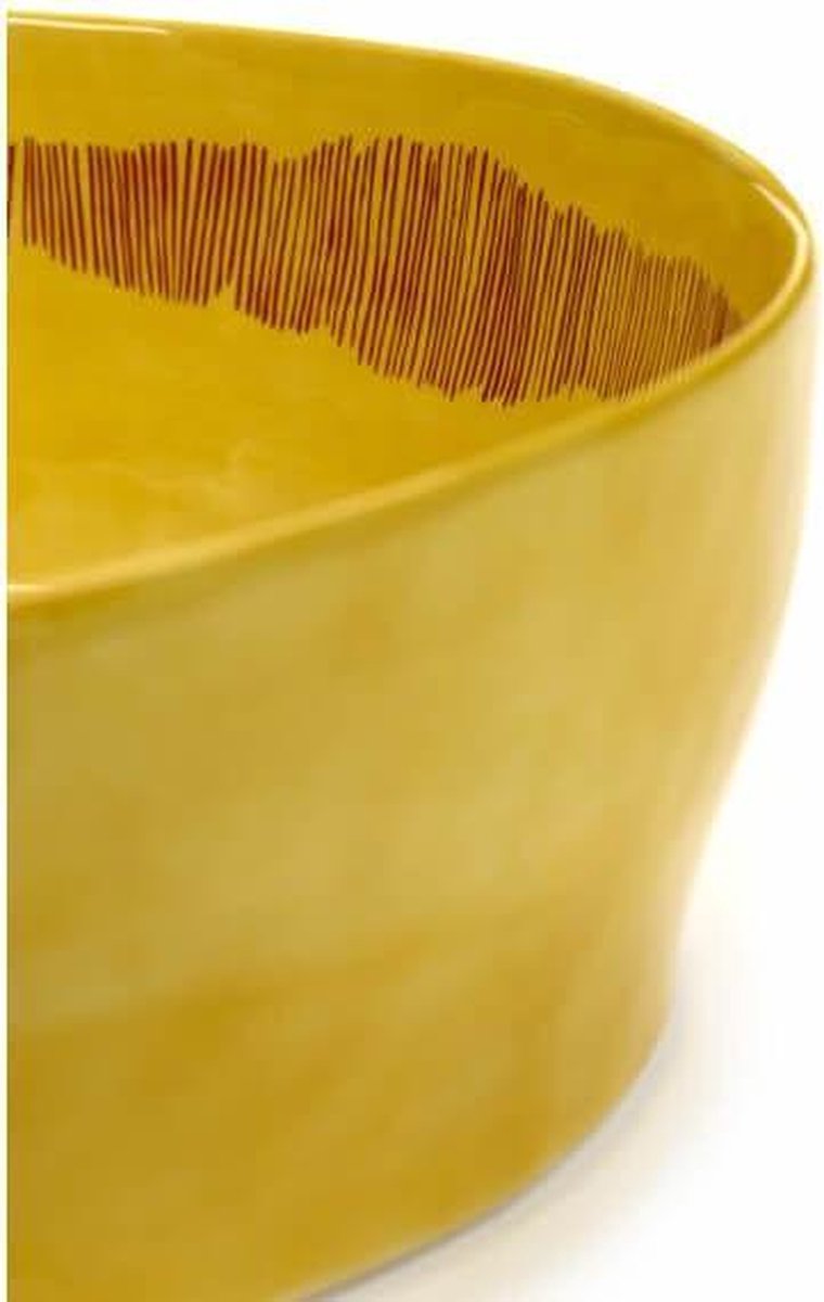 OTTOLENGHI Feast saladekom- S 28.5x9.5cm - sunny yellow swirl stripes rood