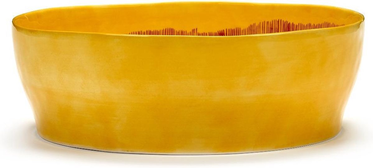 OTTOLENGHI Feast saladekom- S 28.5x9.5cm - sunny yellow swirl stripes rood