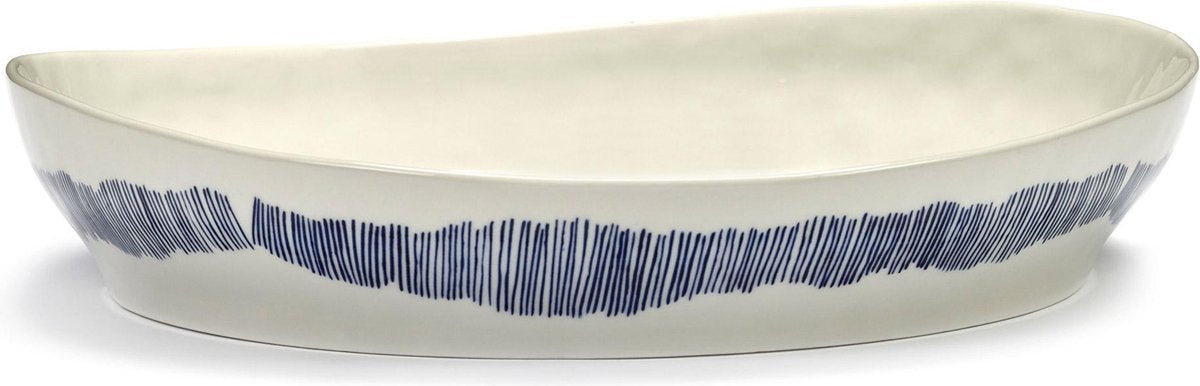 OTTOLENGHI Feast serveerschaal- S30xH6cm - wit swirl stripes blauw
