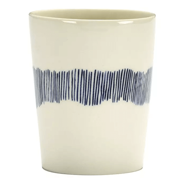 OTTOLENGHI Feast theekop - 330ml 8.5cm - wit swirl stripes blauw