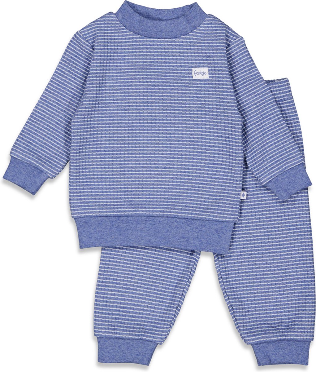 FEETJE Pyjama wafel - blauw melange - 74