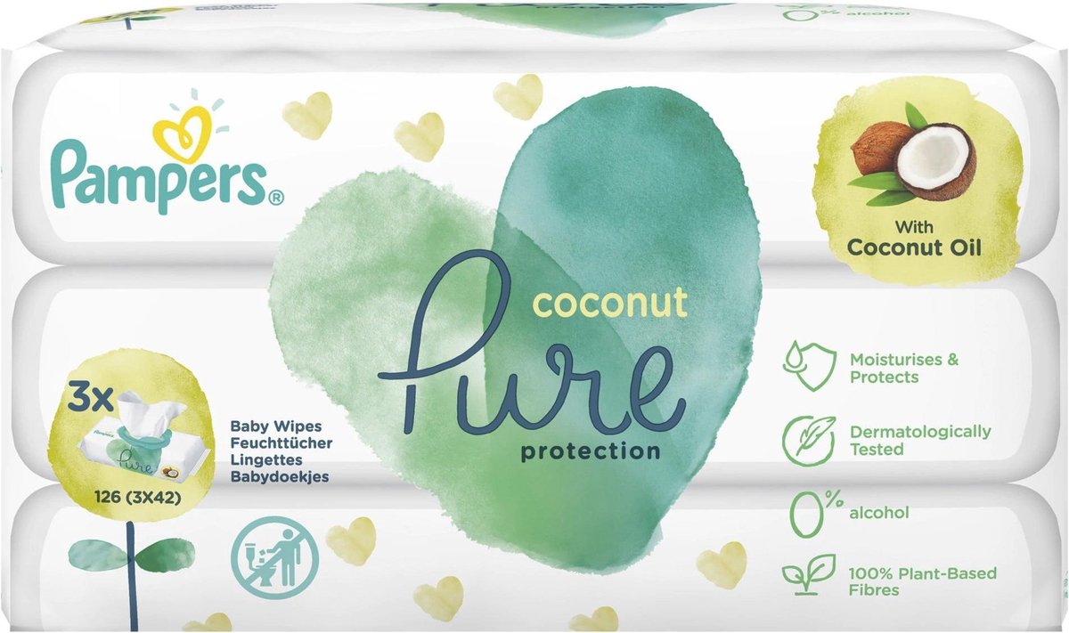 PAMPERS Babydoekjes 3x42st.- pure