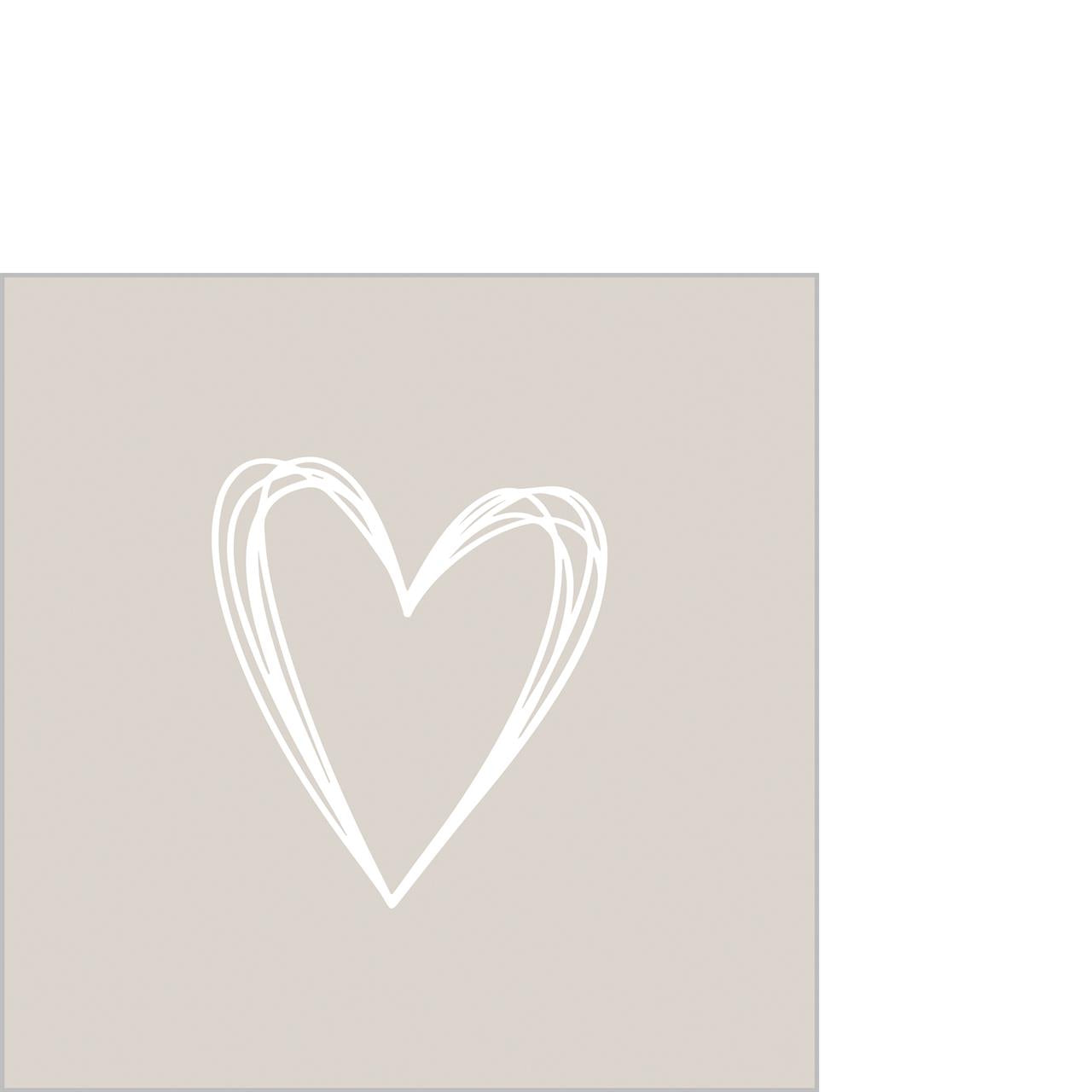 PPD Servetten - 25x25cm - pure heart taupe