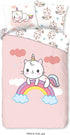 GOODMORNING Dekbedovertrek katoen - 140x 220cm - roze eenhoorn regenboog
