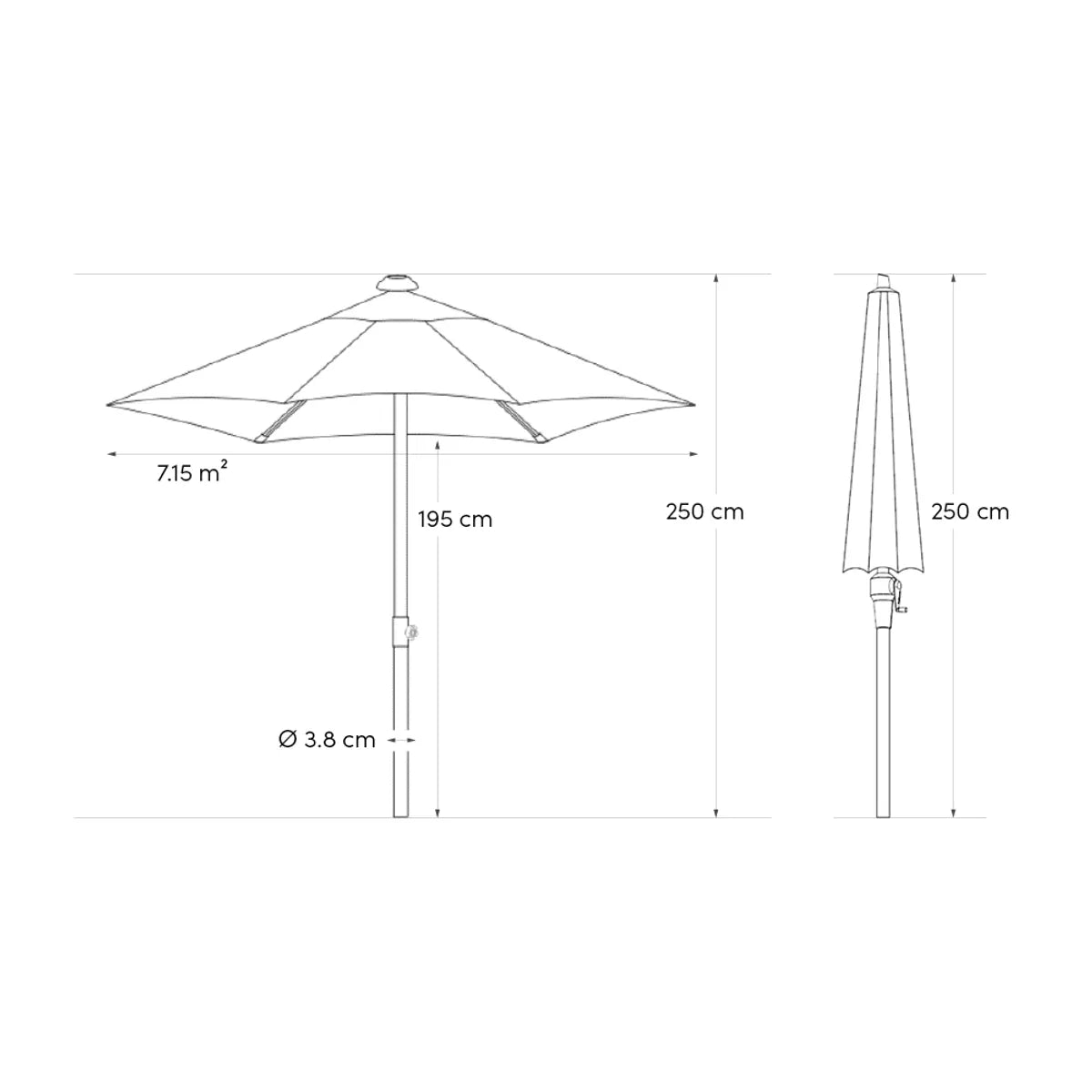 Platinum LISBOA parasol - dia 3m - taupe / antraciet alu  excl. voet  midden kantelbaar