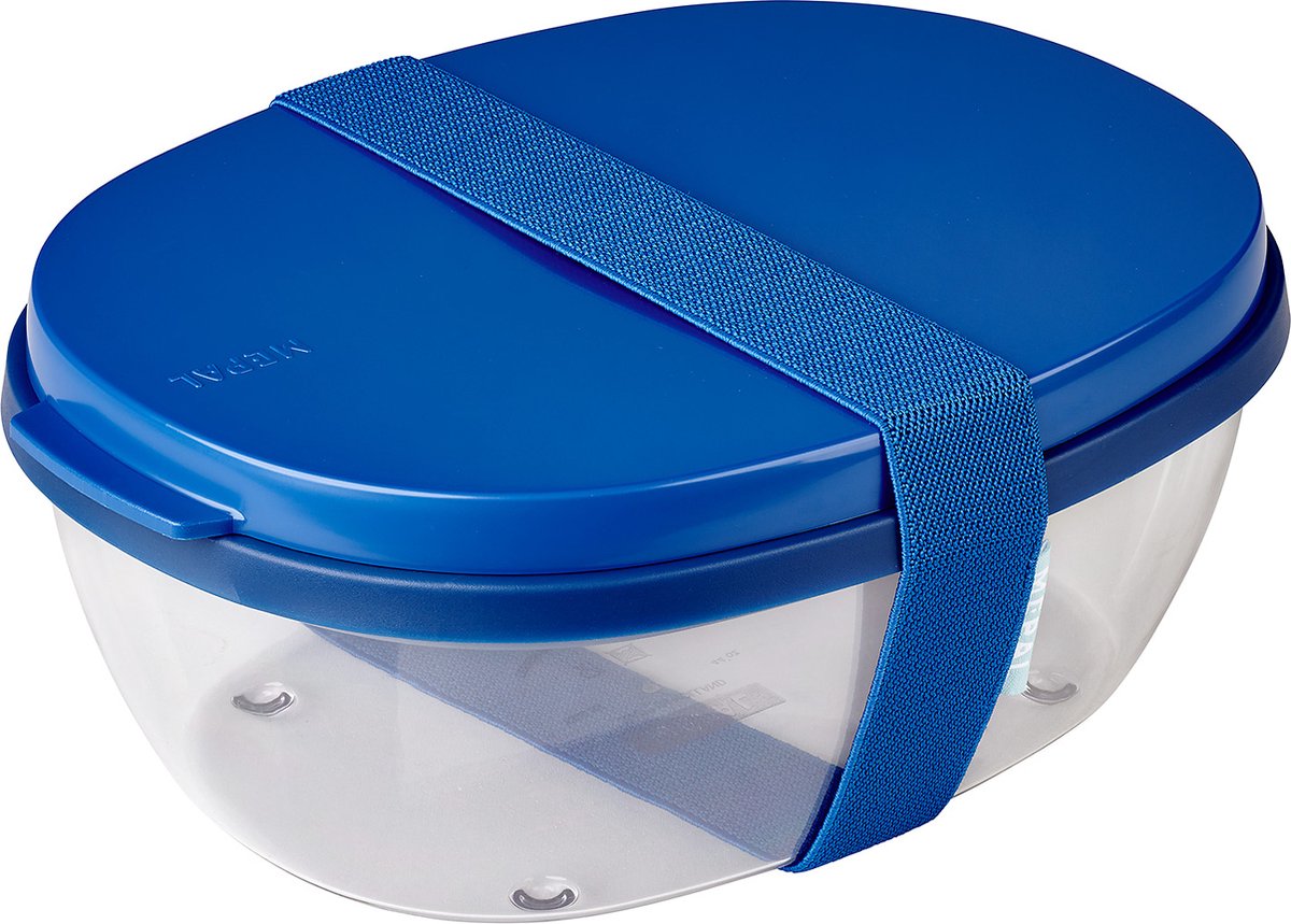 MEPAL Ellipse saladbox - vivid blue Ovaal - 1300 + 600ml