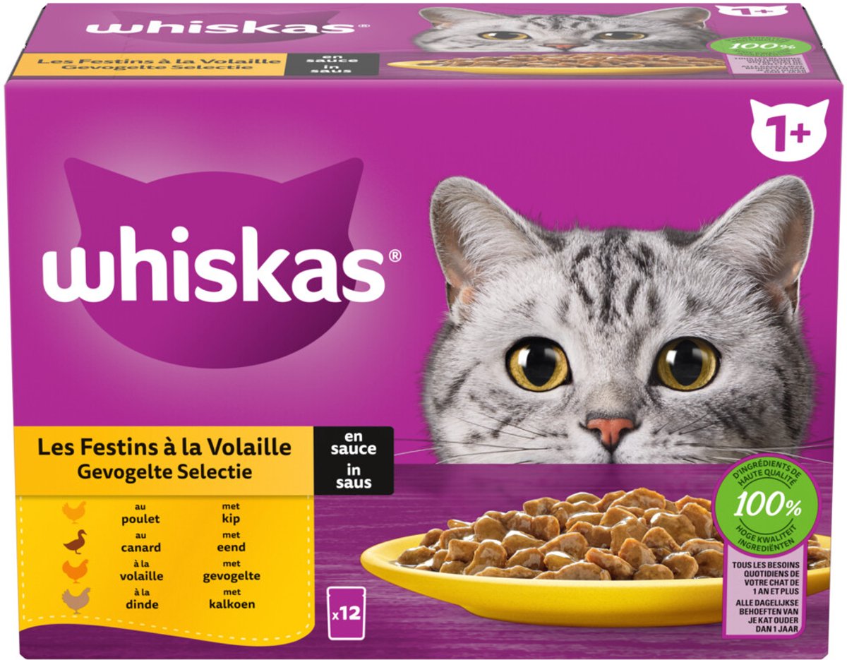 WHISKAS - pouch 12x85g - gevogelte