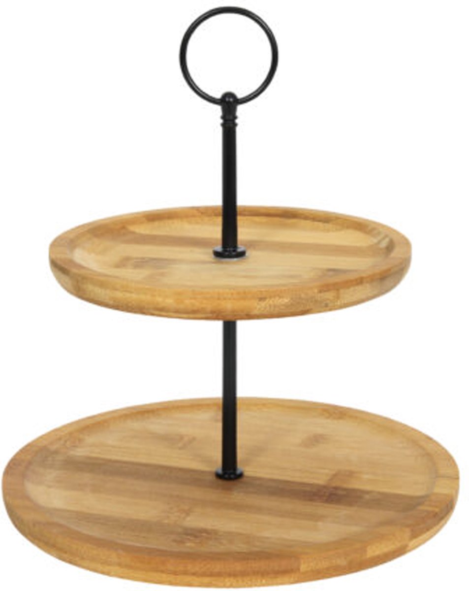 Bamboe etagere 2-laags bamboe FSC 100% diameter 16.5x21.5cm