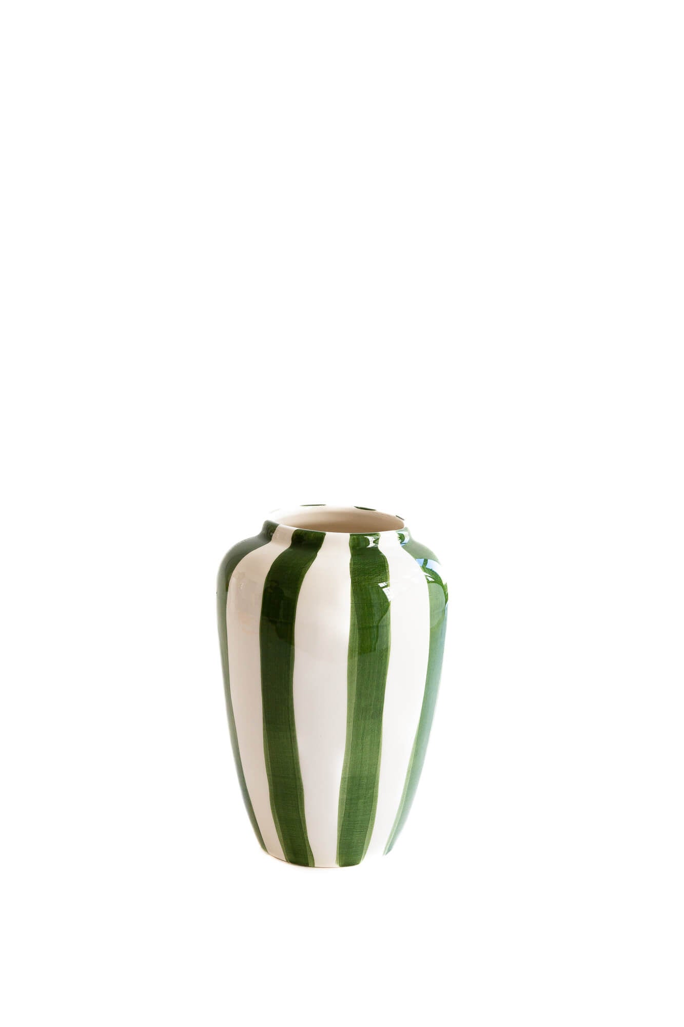 VAL Funky Flower vaasje medium 17cm - donker groen strepen