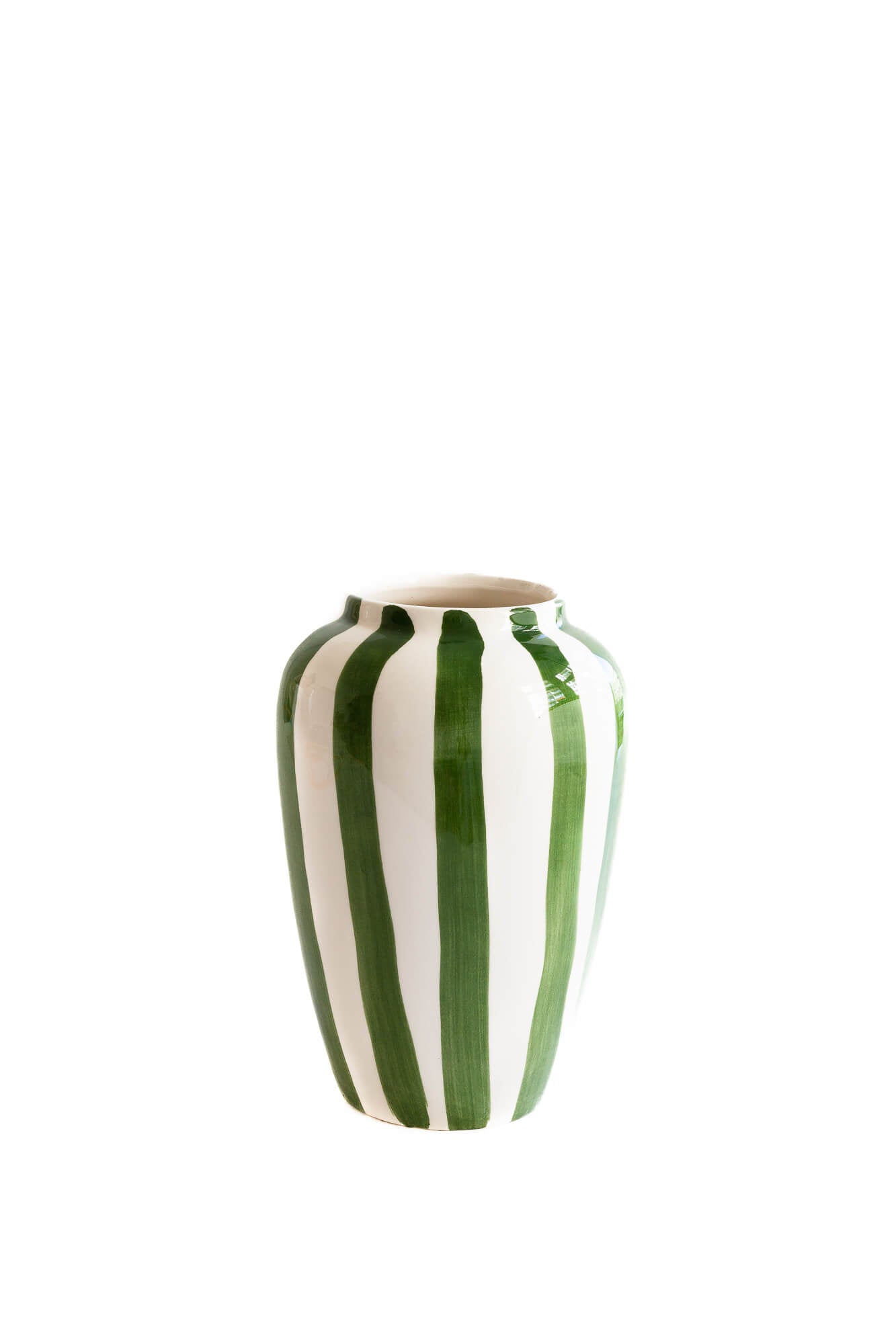 VAL Funky Flower vaasje large 20cm - donker groen strepen