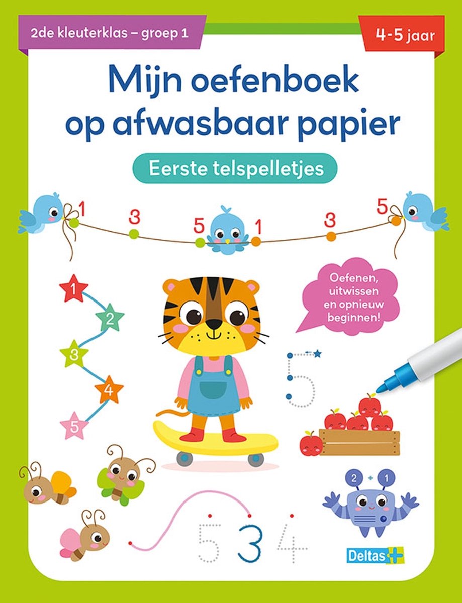 Mijn oefenboek afwasbaar - Eerste tel spelletjes (4/5j.)