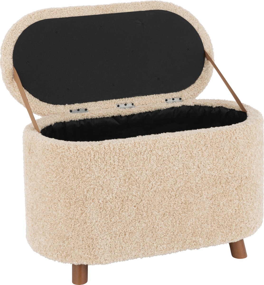 J-LINE Poef teddy opbergruimte- 80x40x48cm - beige