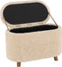 J-LINE Poef teddy opbergruimte- 80x40x48cm - beige