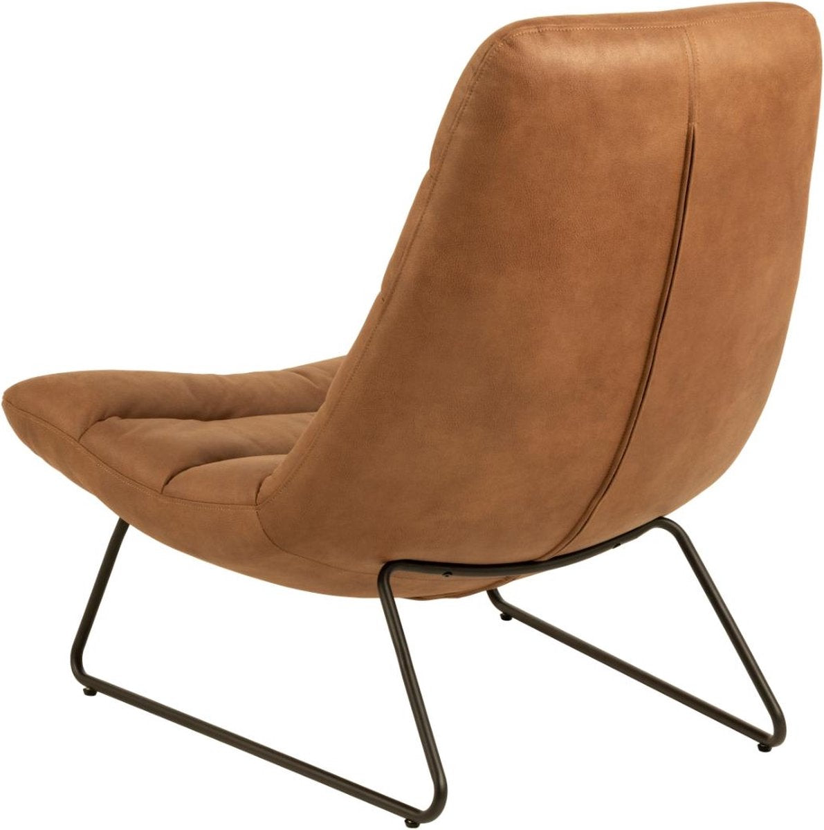 MILFORD lounge zetel - bruin met zwart sledevoet onderstel-leermix moderne look