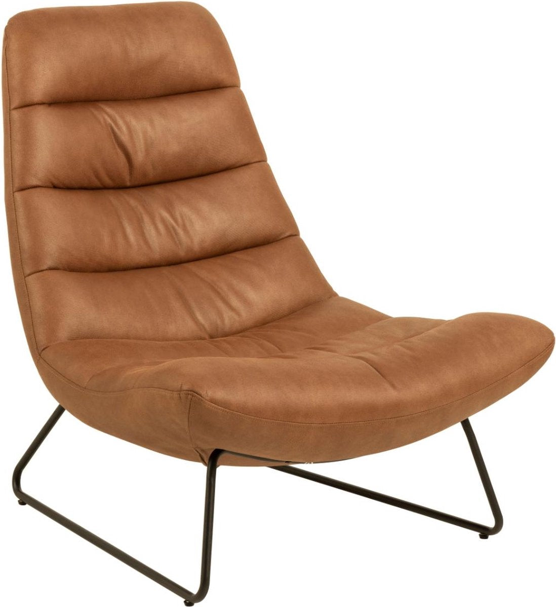 MILFORD lounge zetel - bruin met zwart sledevoet onderstel-leermix moderne look