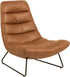 MILFORD lounge zetel - bruin met zwart sledevoet onderstel-leermix moderne look