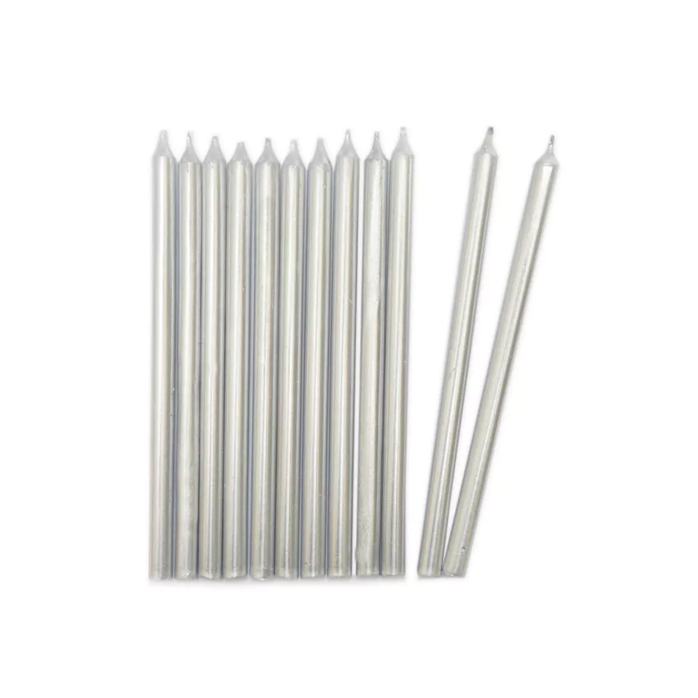 SCRAPCOOKING Kaarsen lang 12cm 12st.- zilver