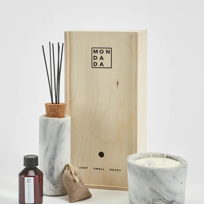 MON DADA Set kaars en diffuser - black sea - grijs