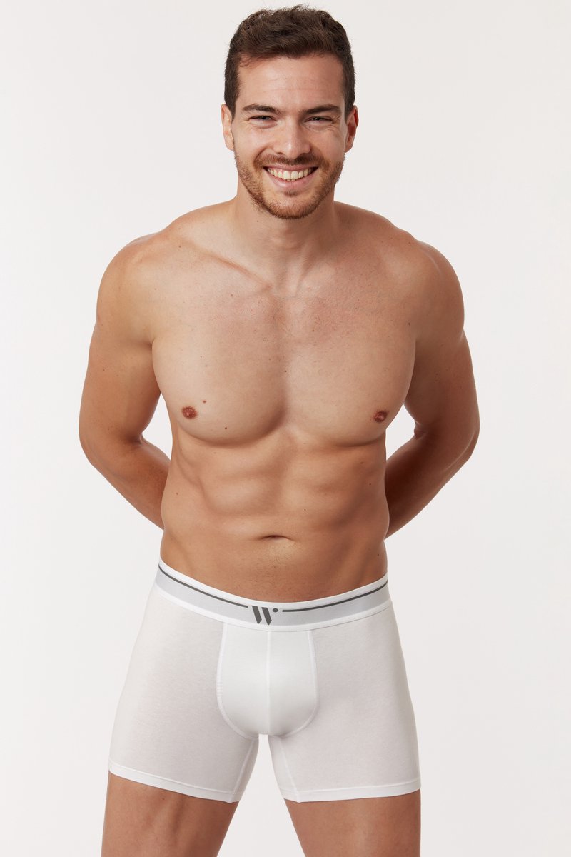 WOODY Heren boxers lang 2st.- wit - M