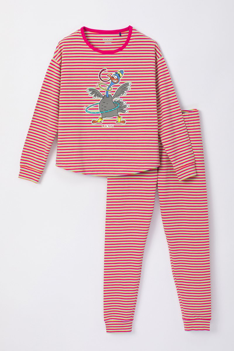 WOODY Meisjes pyjama - multicolor streep - 3j.