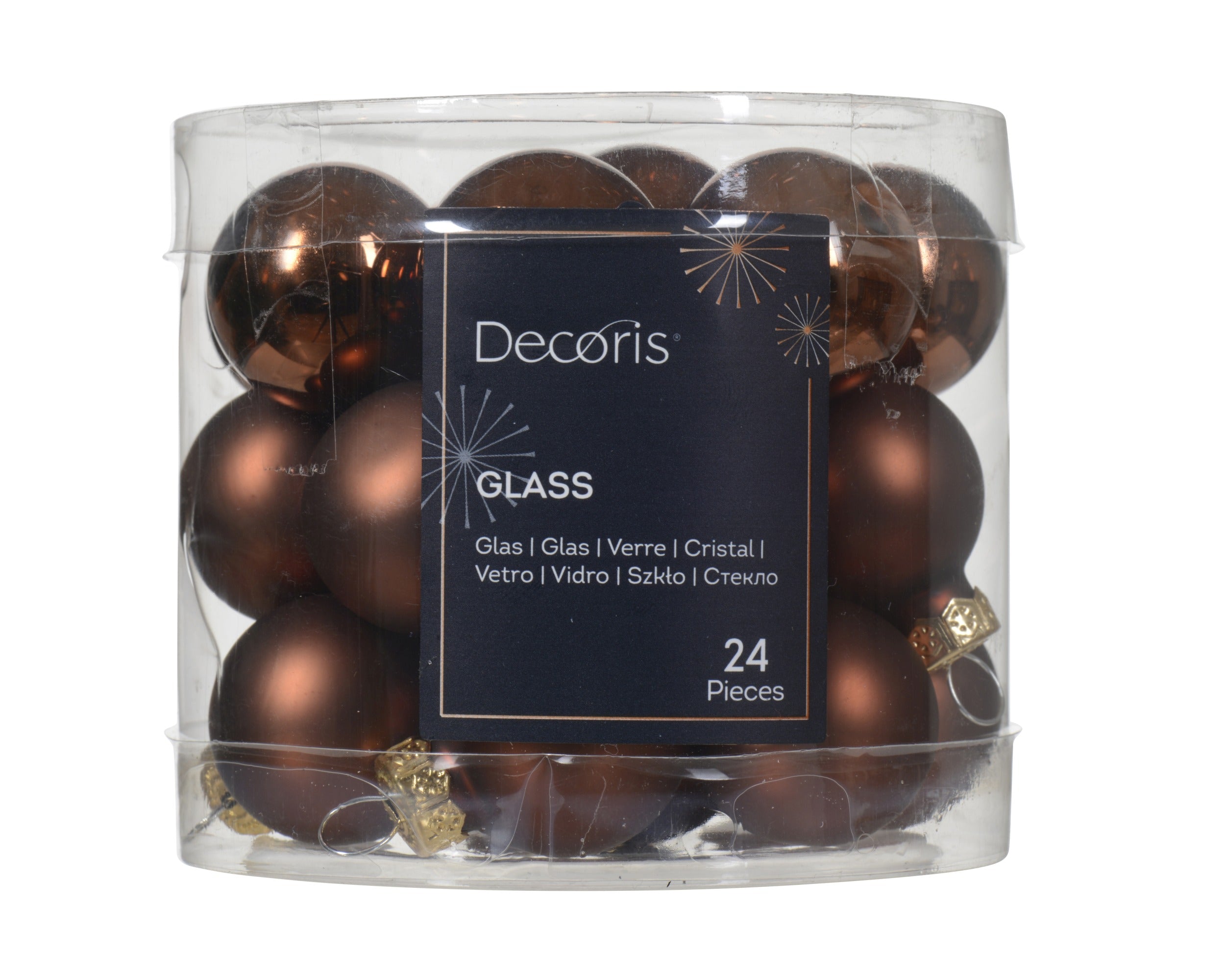 Kerstballen glas glans/mat mix 2.5cm - espresso 24st. espresso 24st.