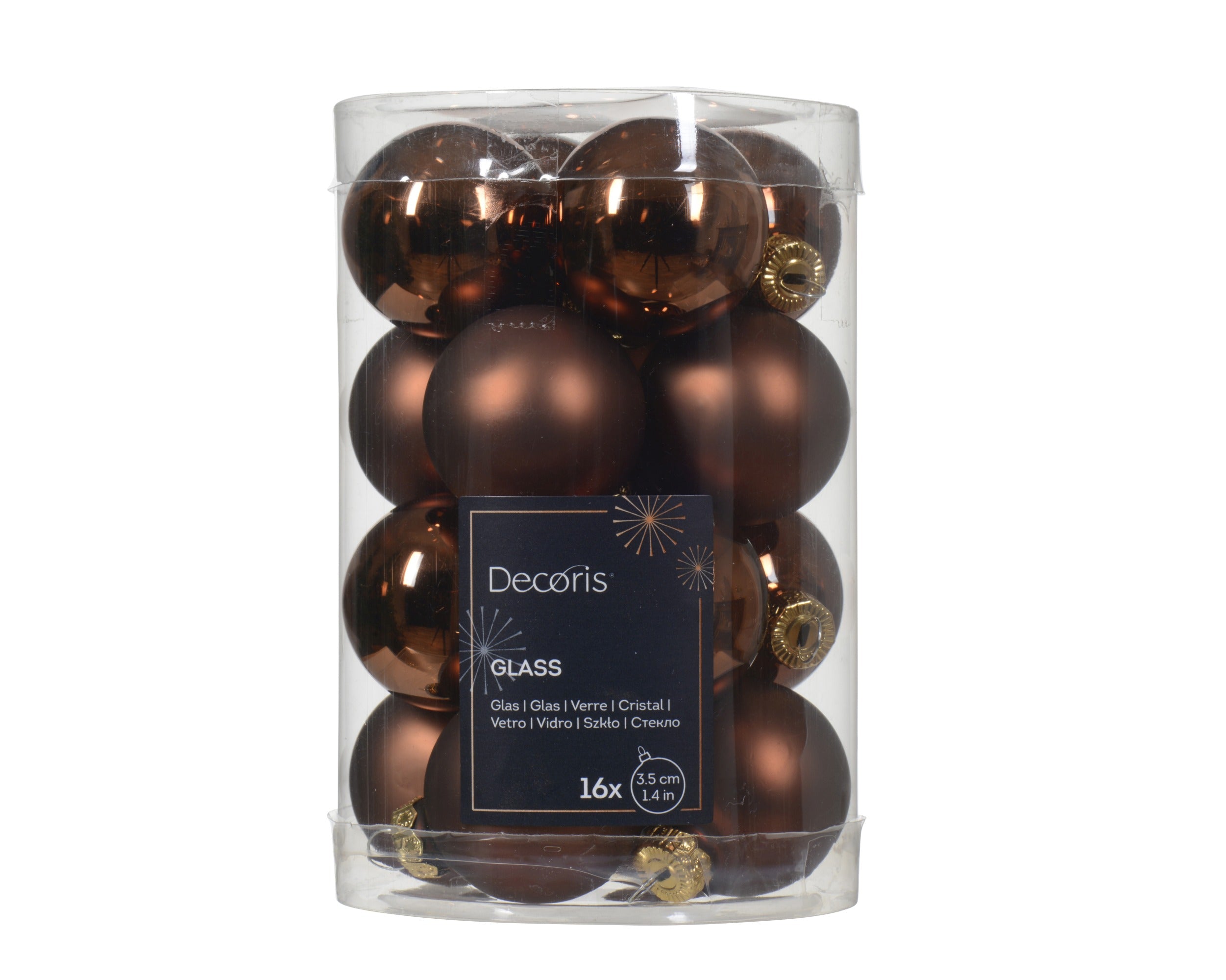 Kerstballen glas glans/mat mix 3.5cm - espresso 16st. espresso