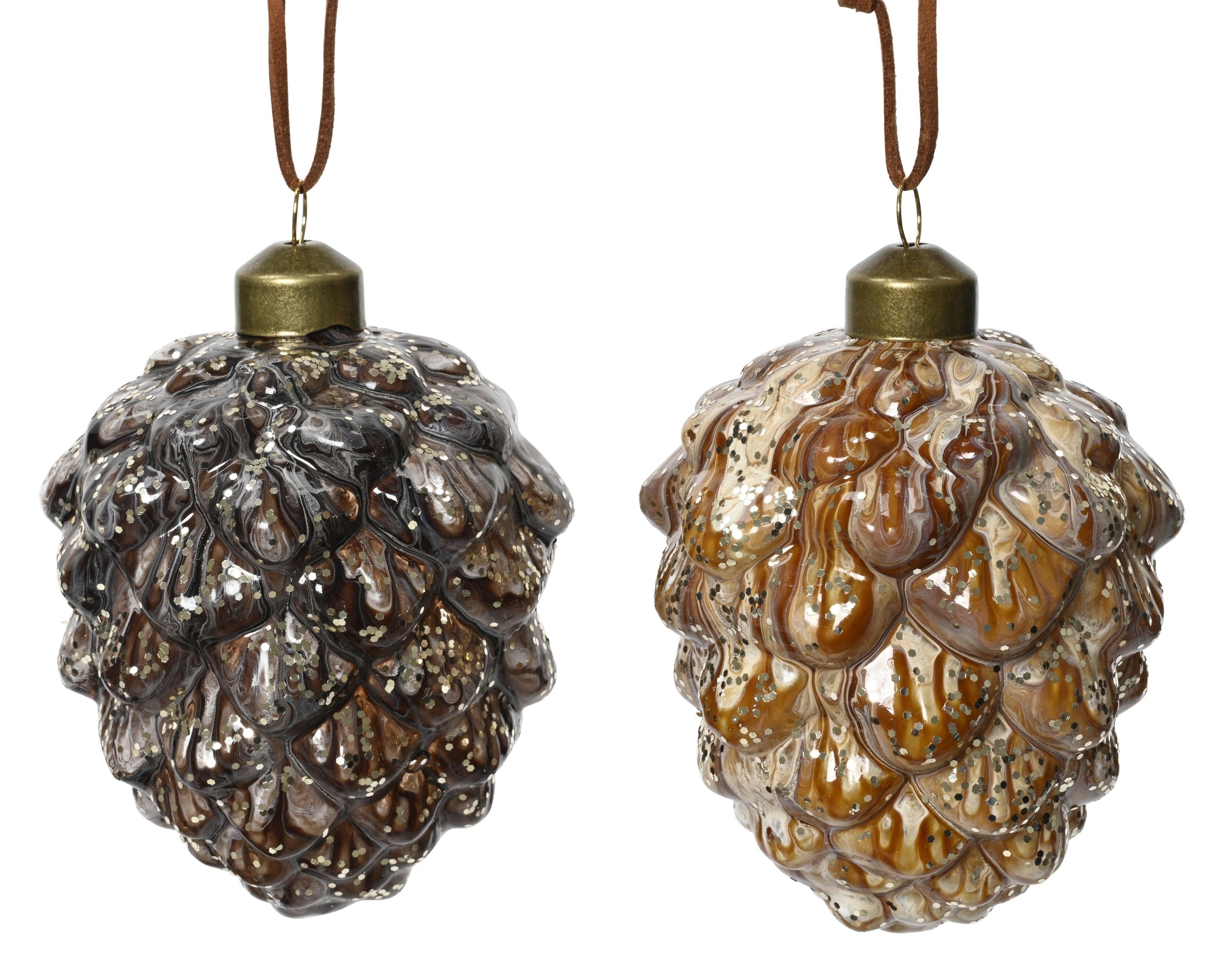 Kerstbal dennenappel glas 10cm - ass. (prijs per stuk) (prijs per stuk)