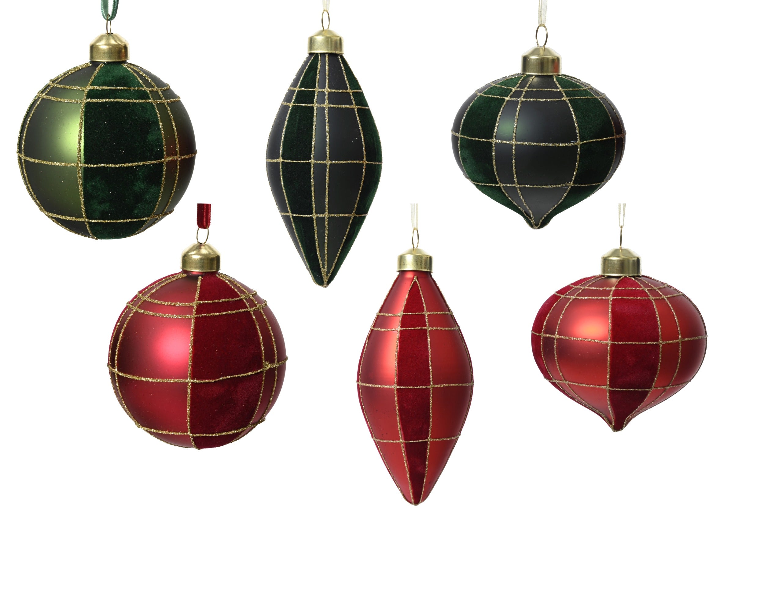 Kerstbal glas 8cm - groen/rood - ass. (prijs per stuk) (prijs per stuk)