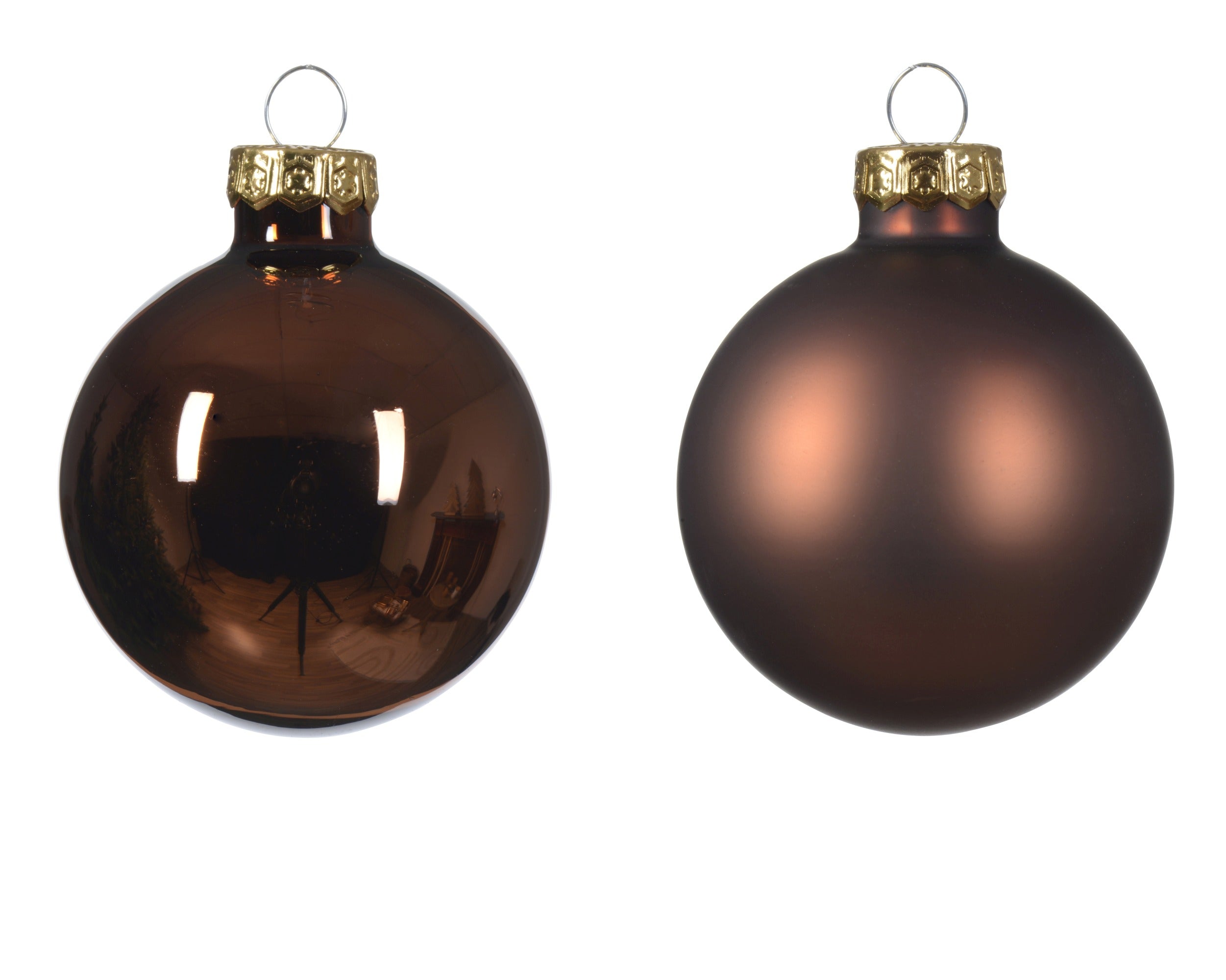 Kerstballen glas glans/mat mix 5cm - espresso 12st.