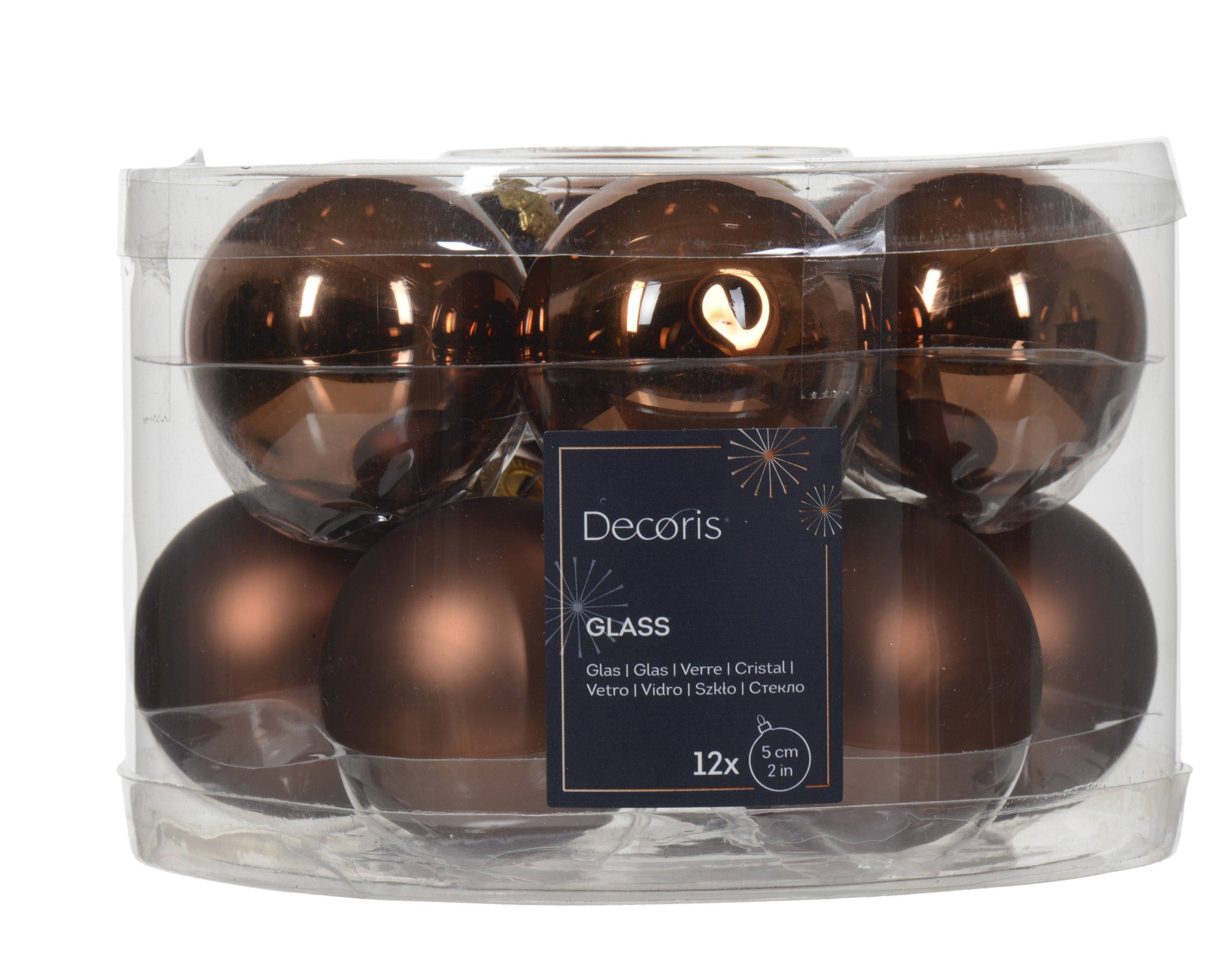 Kerstballen glas glans/mat mix 5cm - espresso 12st.