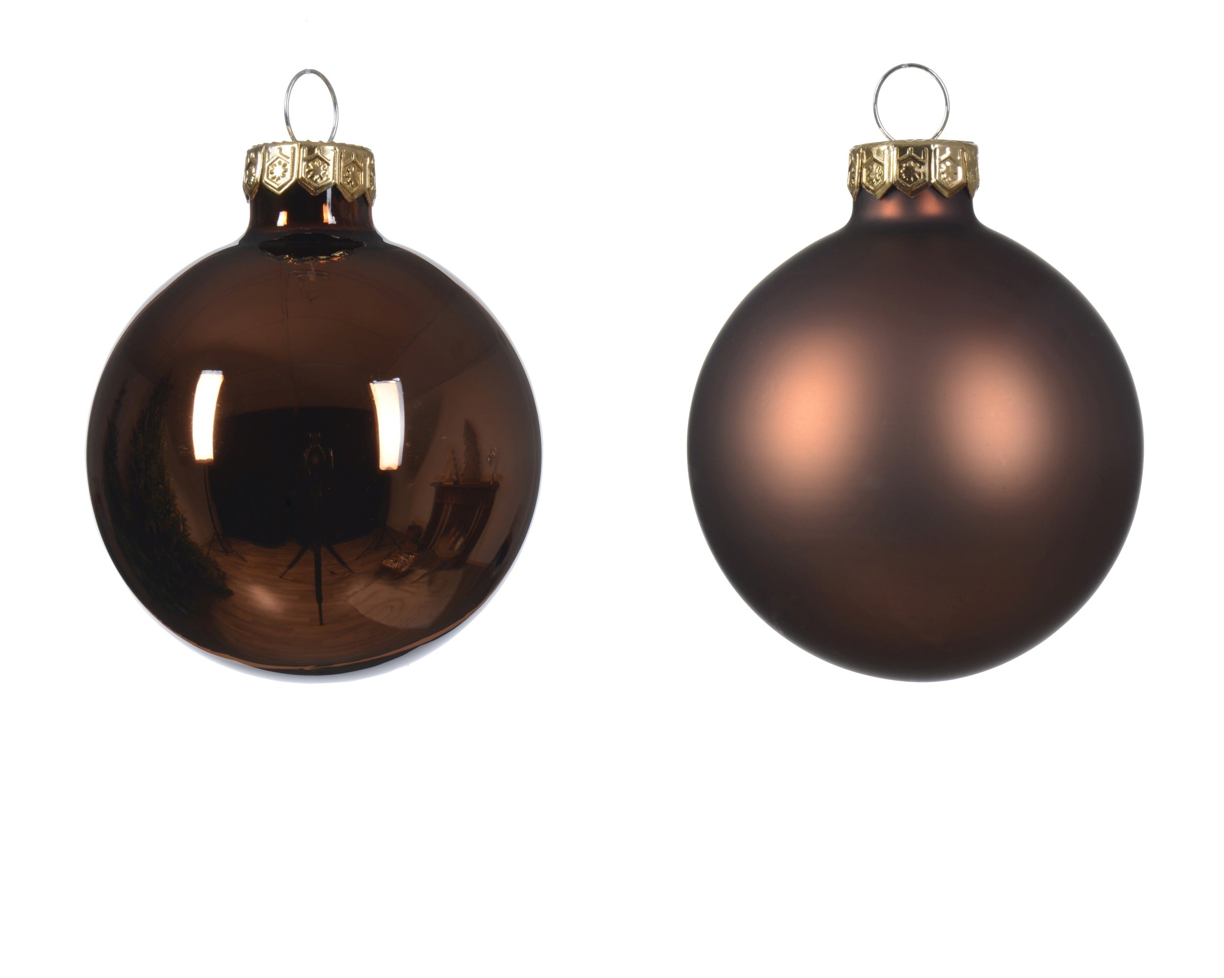 Kerstballen glas glans/mat mix 6cm - espresso 10st.