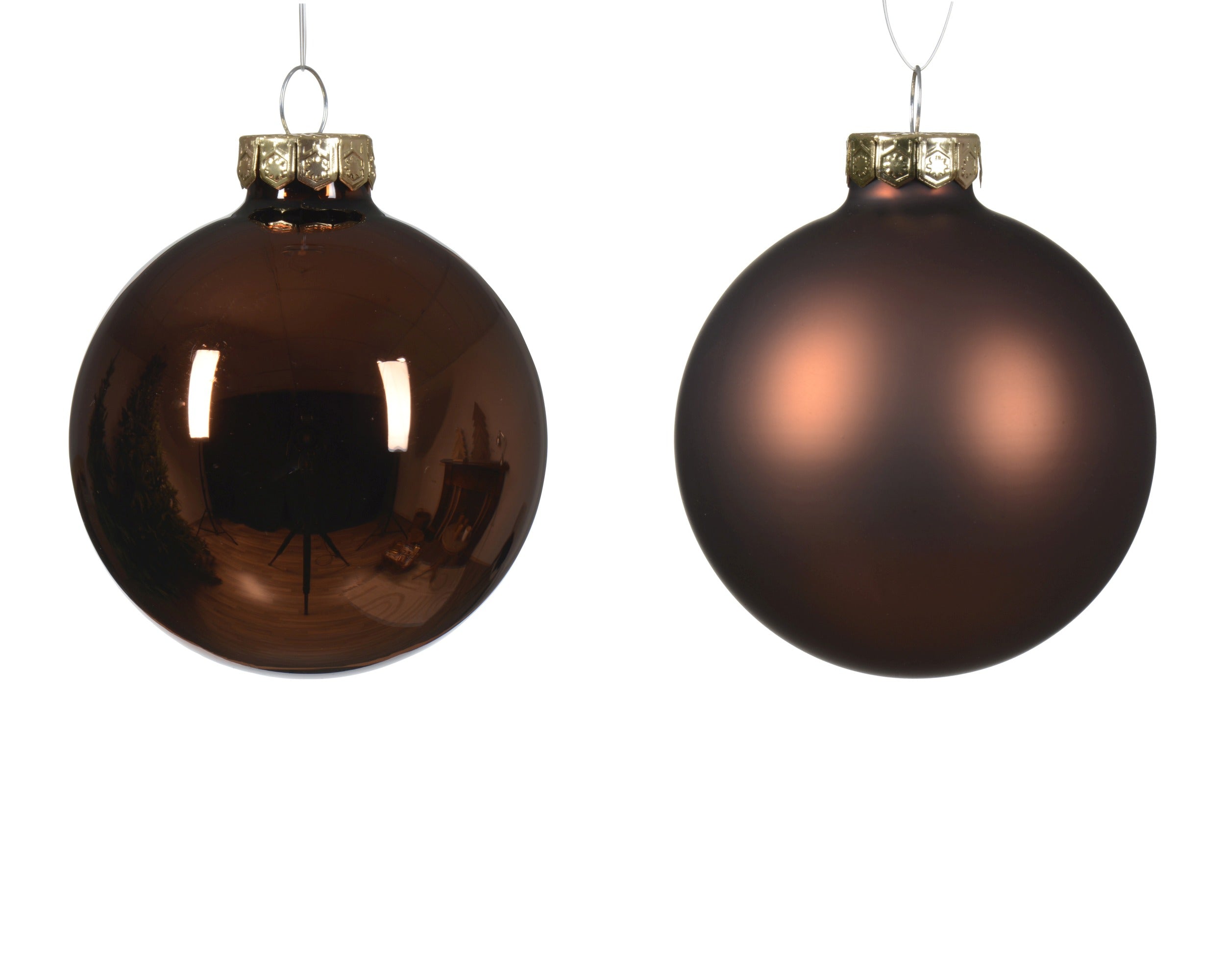 Kerstballen glas glans/mat mix 7cm - espresso 8st.