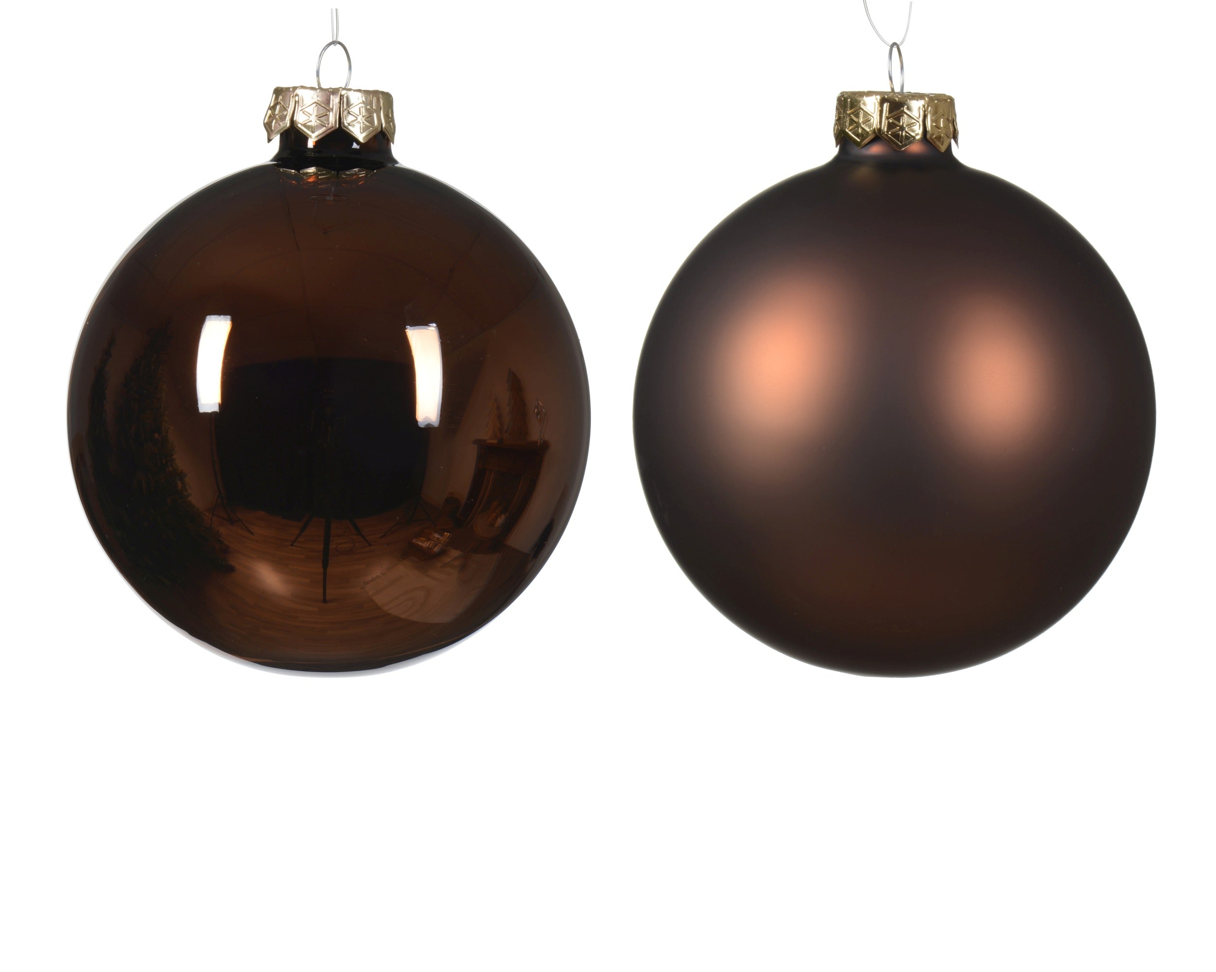 Kerstballen glas glans/mat mix 10cm - espresso 4st.