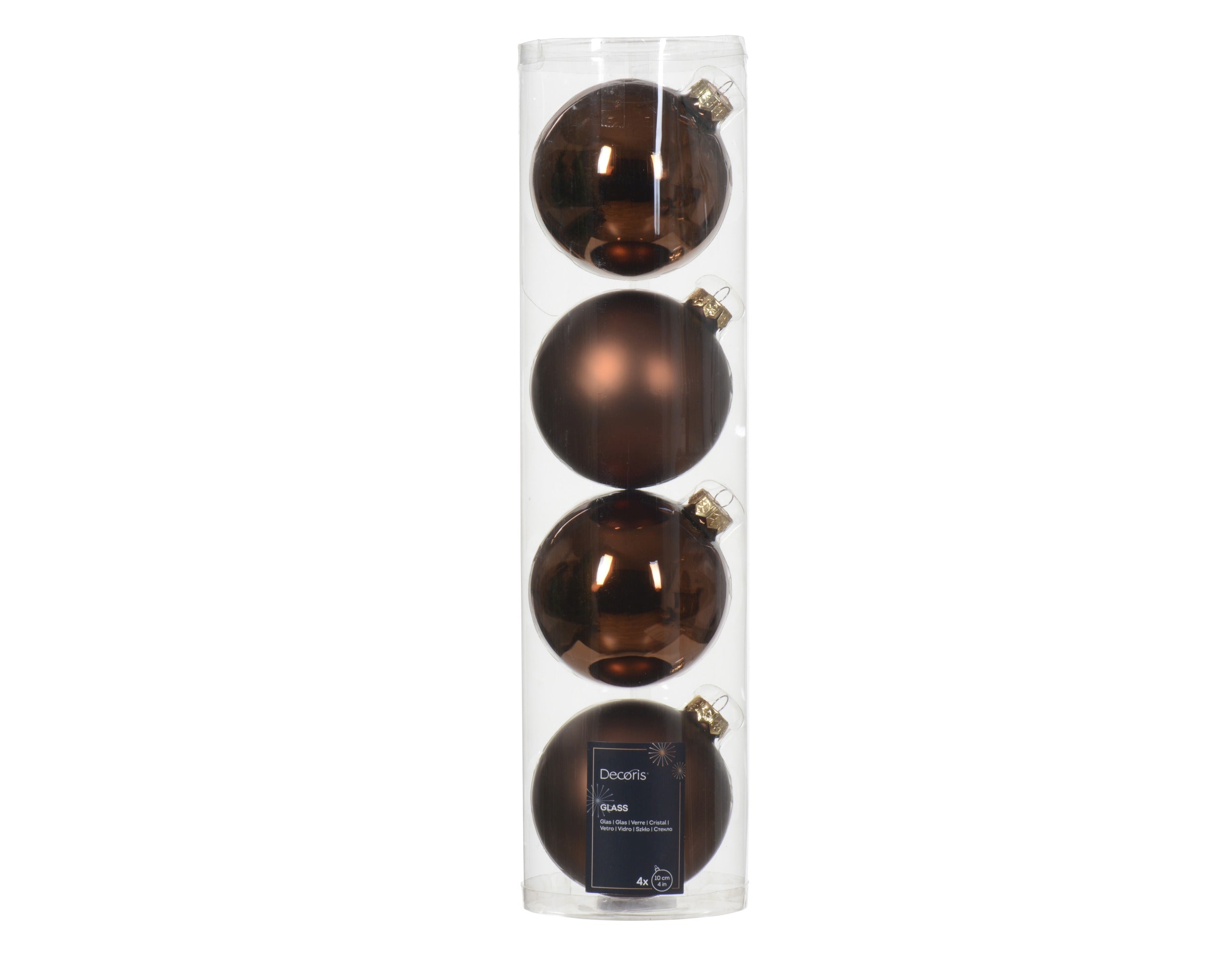 Kerstballen glas glans/mat mix 10cm - espresso 4st.
