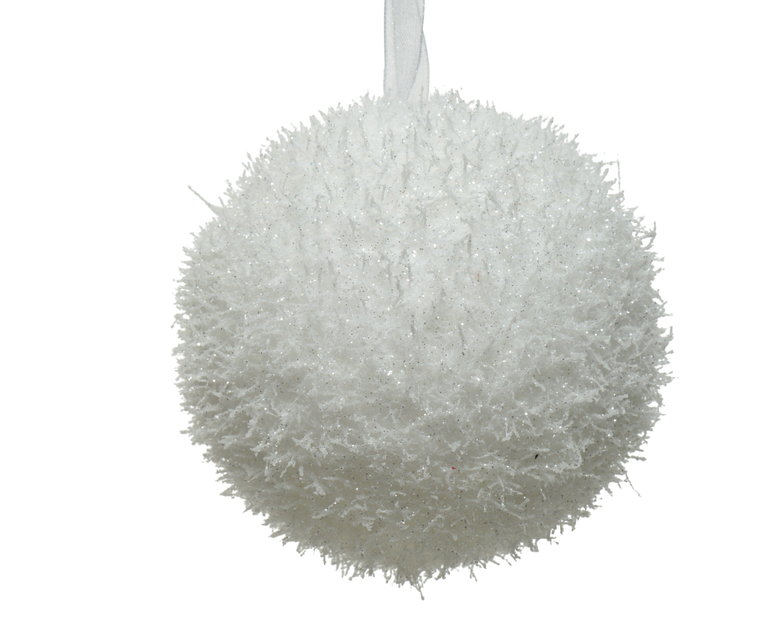 Kerstbal foam ice 8cm - wit (prijs per stuk)