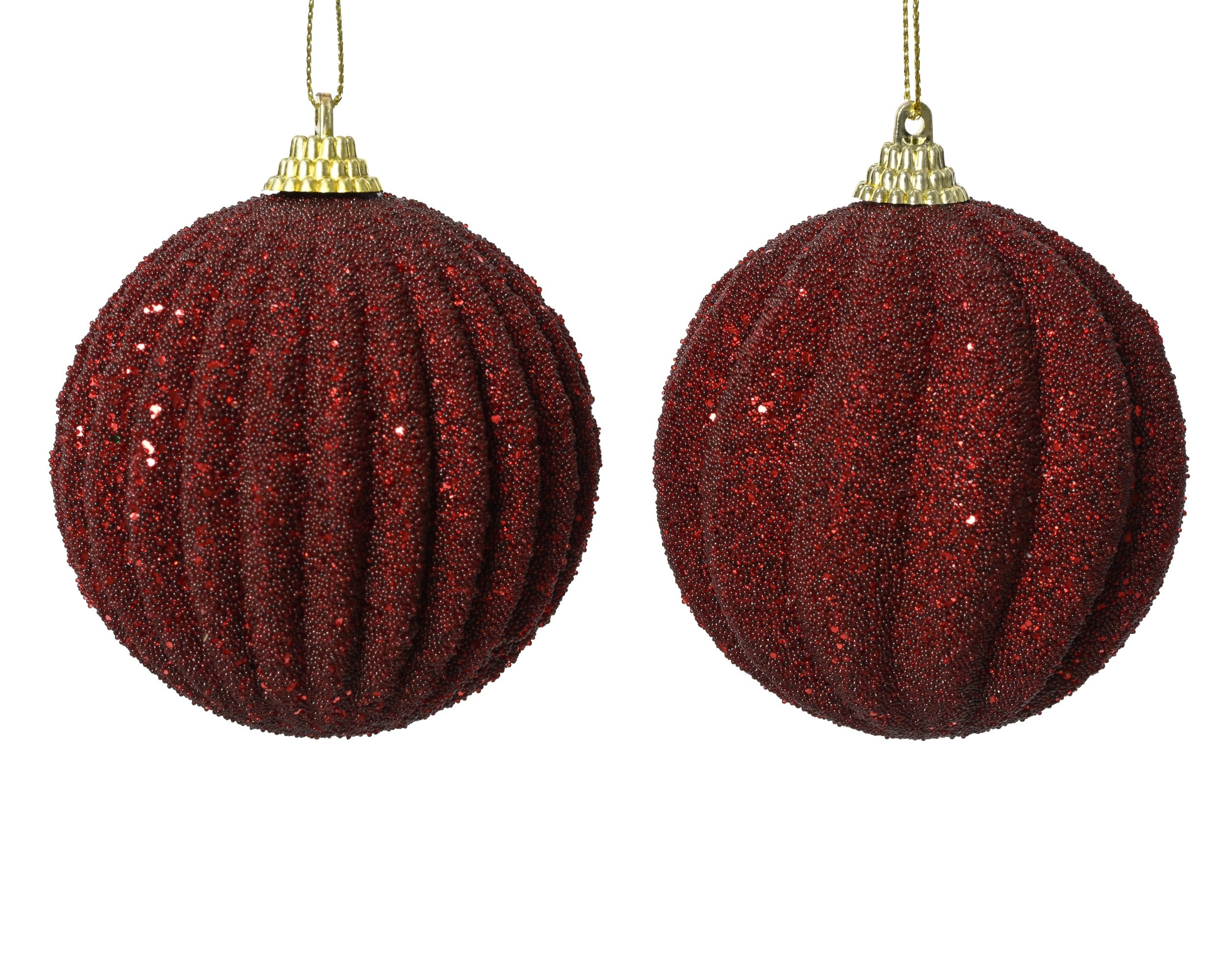 Kerstbal foam glitter parels 8cm - ossenbloed (prijs per stuk)
