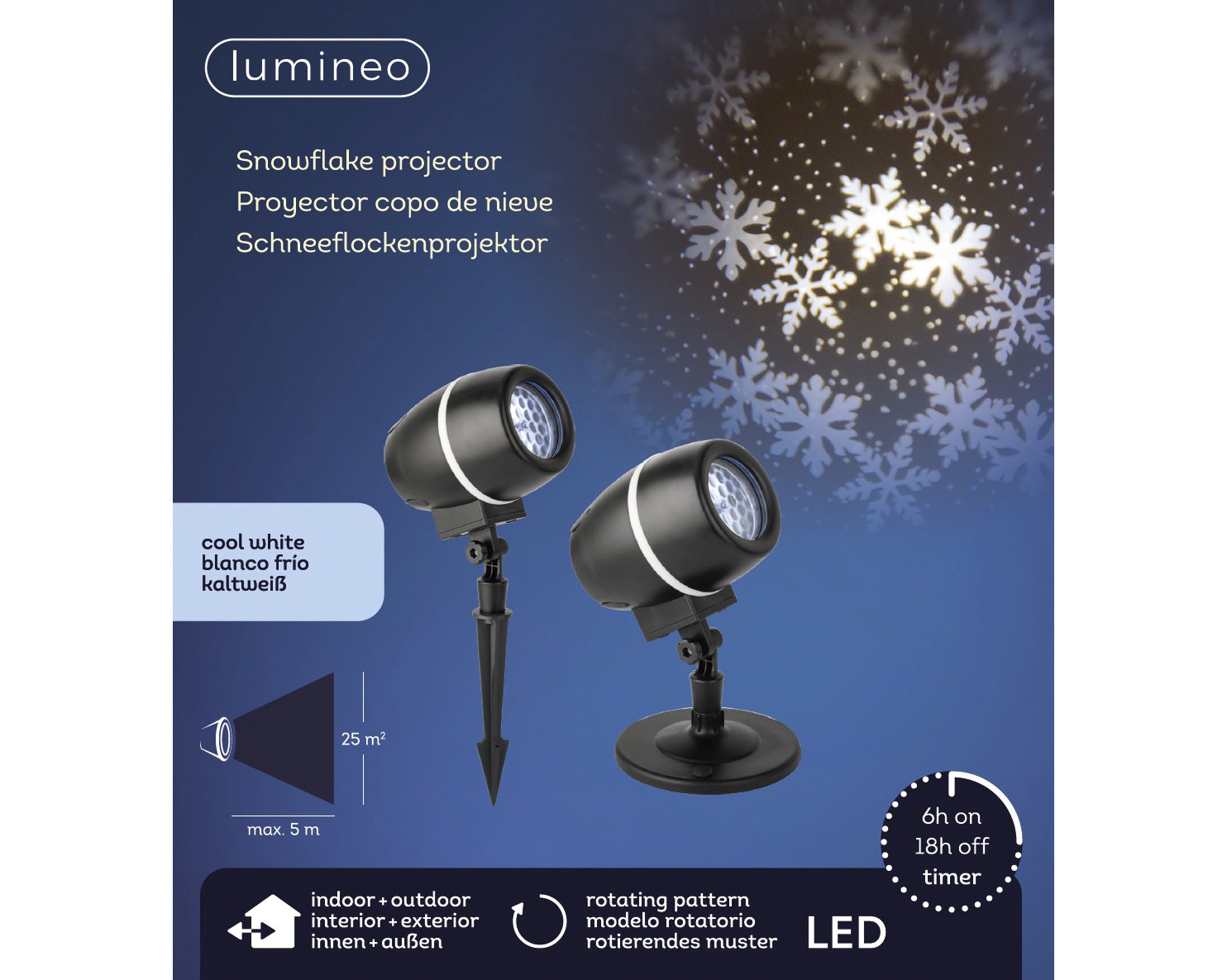 Lumineo LED projector met roterend effect buiten - zwart/koel wit  - kerstverlichting