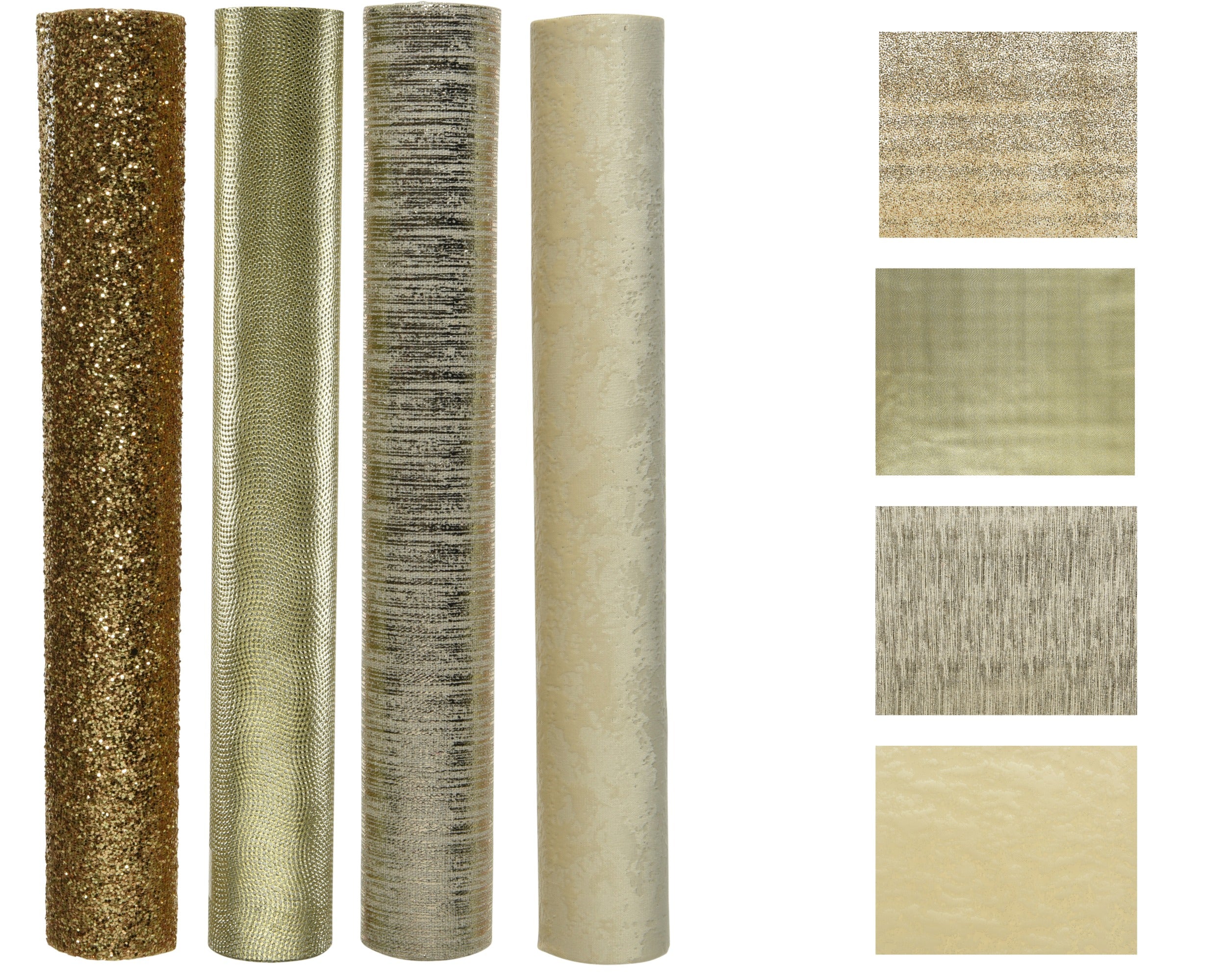 Kerst decostof poly. foil/glitter 200x35cm - goud - ass.    (prijs per stuk)