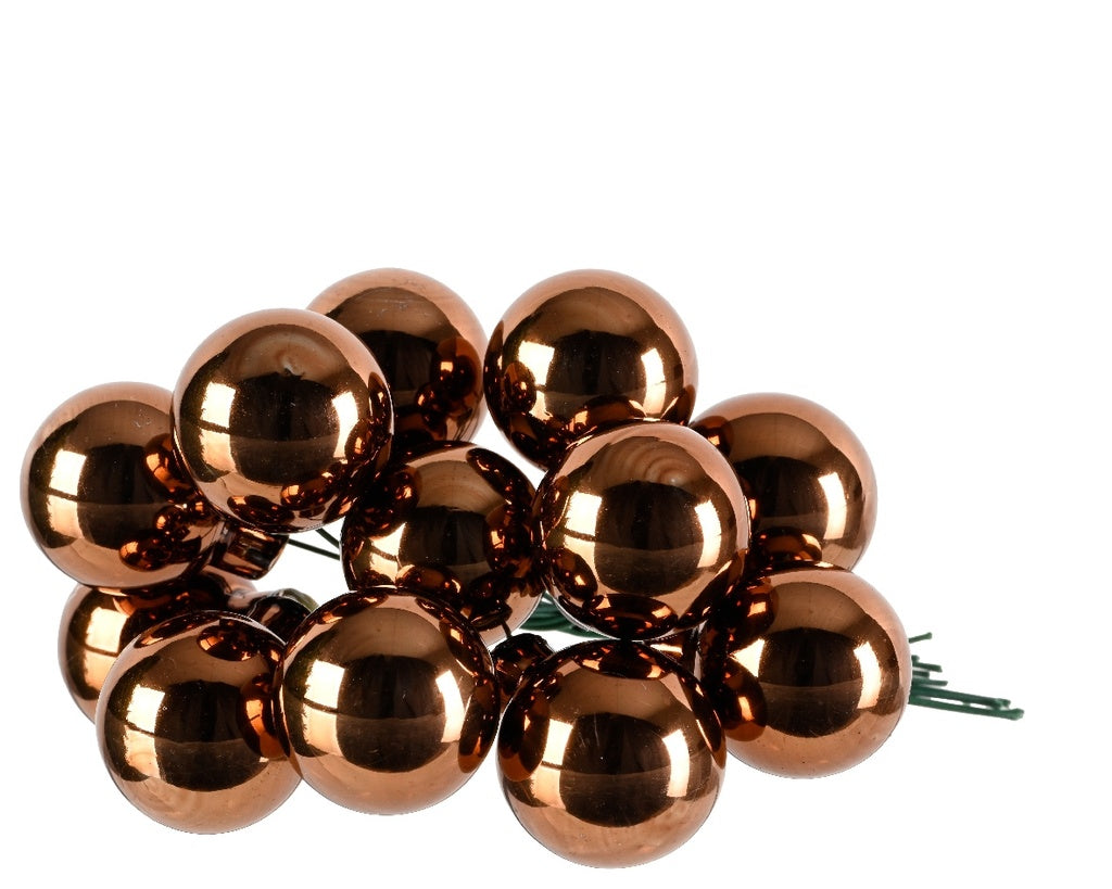 Kerstballen op draad glas glans 2cm - espresso