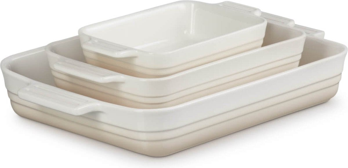 LE CREUSET Ovenschalen set 3st- meringue - 18cm/ 25cm en 32cm