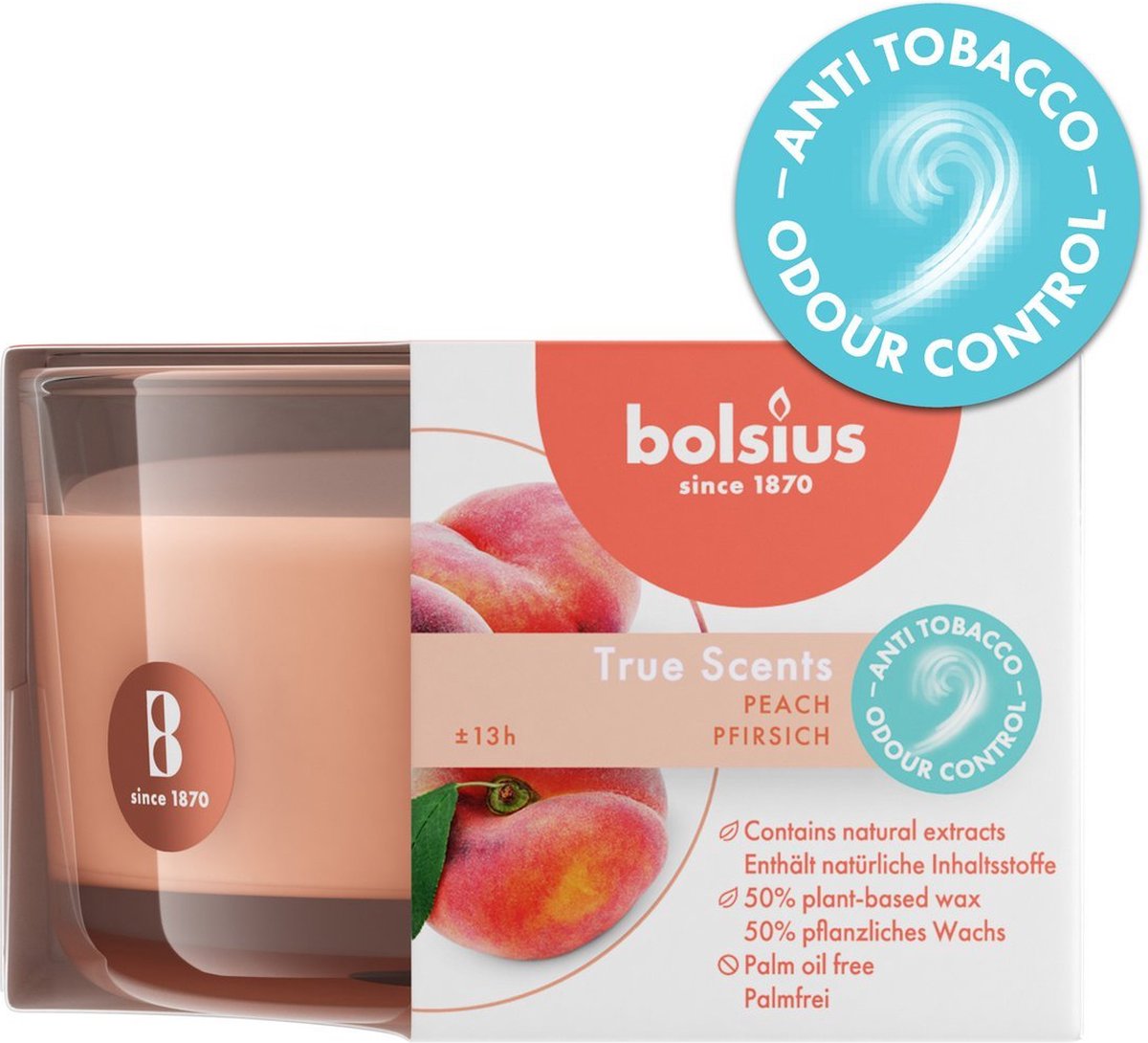 BOLSIUS Geurkaars - 5x8cm - peach true scents    TU UC