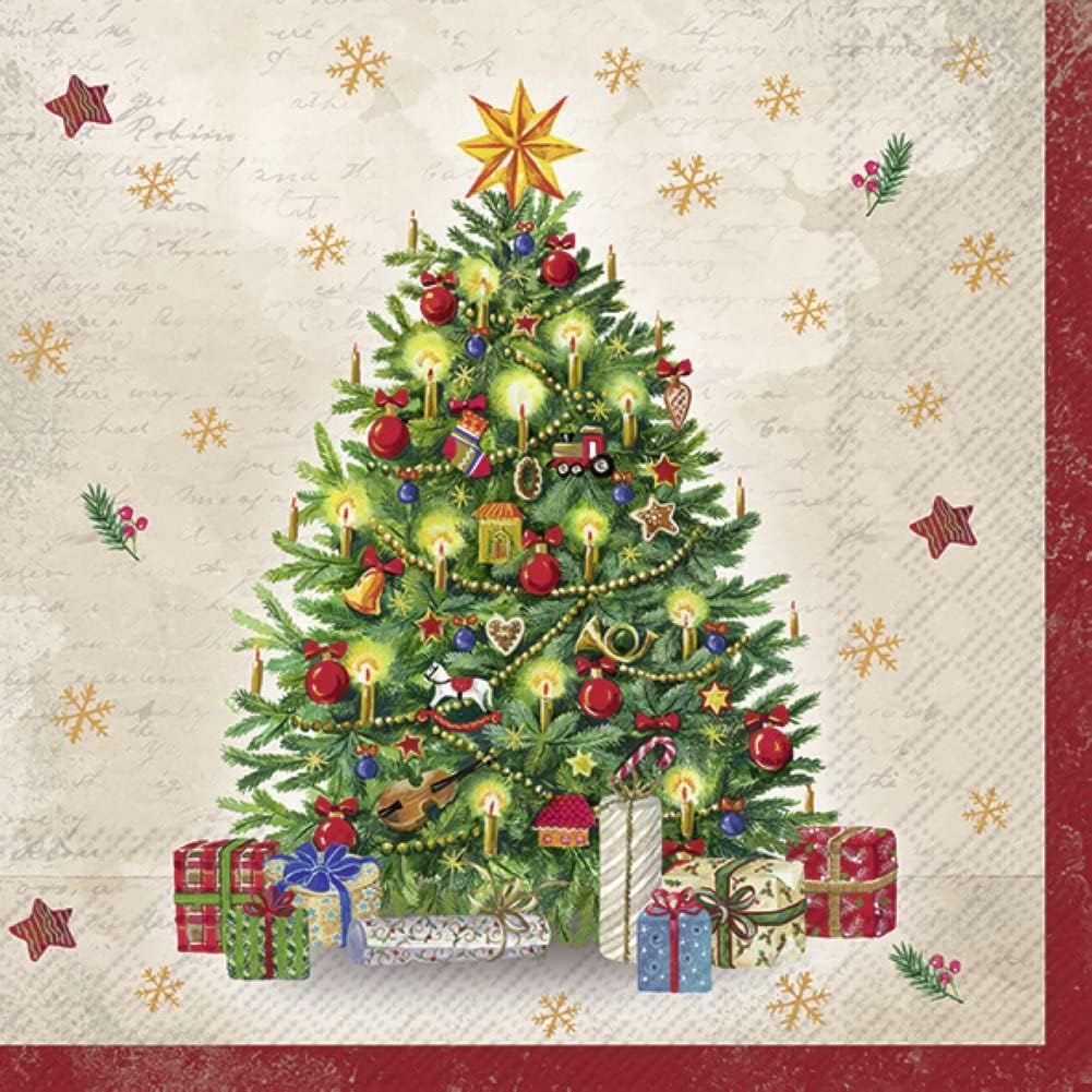 IHR Servetten 25x25cm - Festive tree cream   3834202560