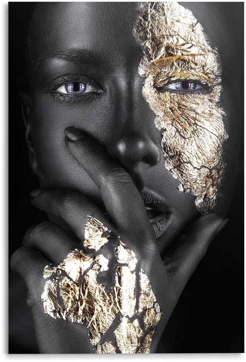 Deco glas - 78x116cm - black gold face