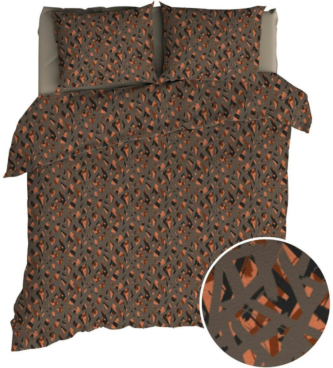 ROMANETTE Dekbedovertrek flanel- 260x200 cm - Glockner taupe/ tera