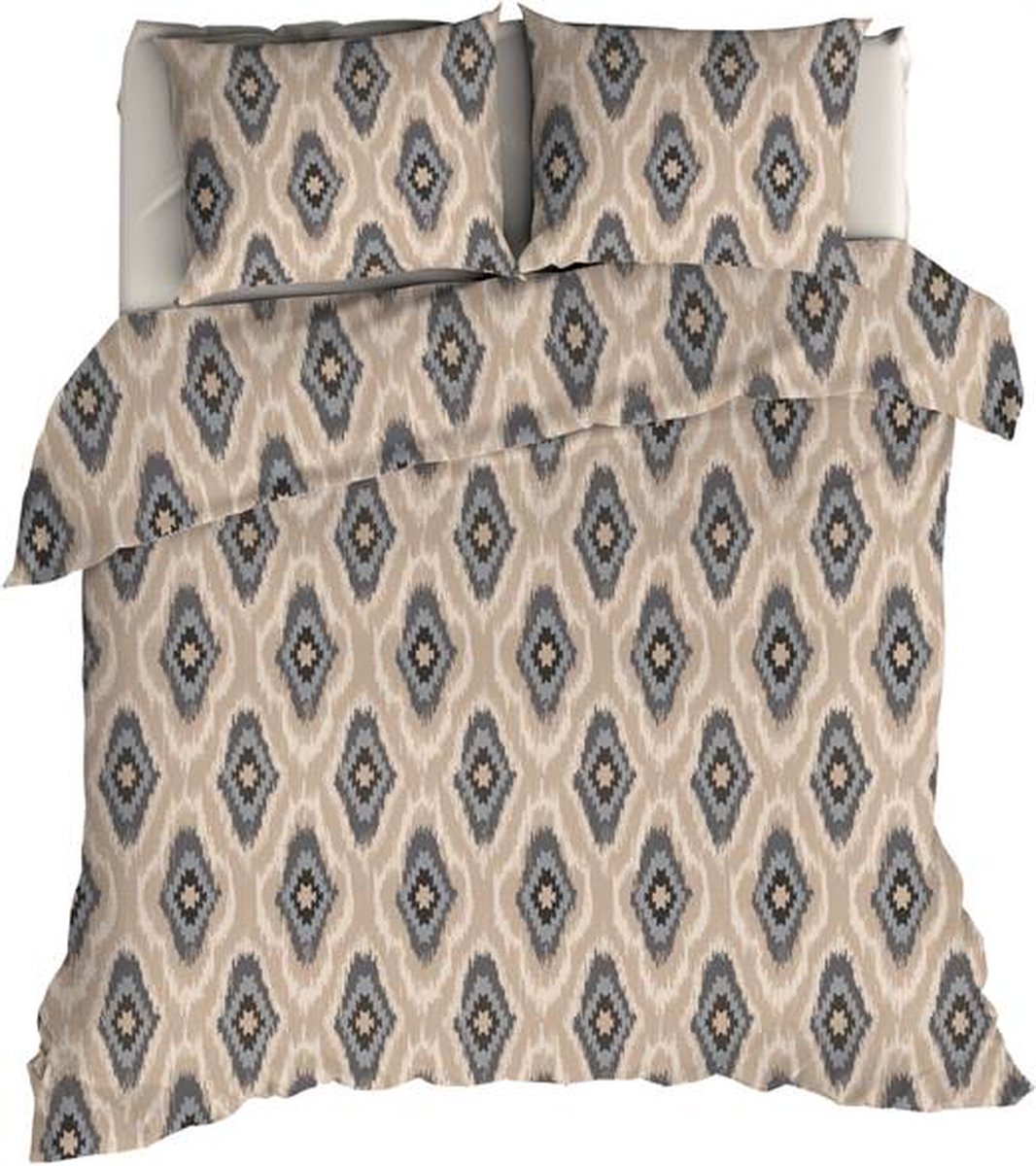 ROMANETTE Dekbedovertrek flanel - 240x200cm - Ottoman beige/antra