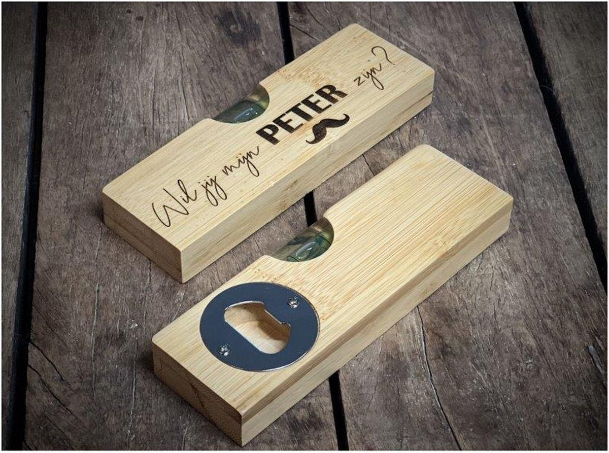 DOTTI Waterpas met flesopener - Wil je mijn peter zijn?