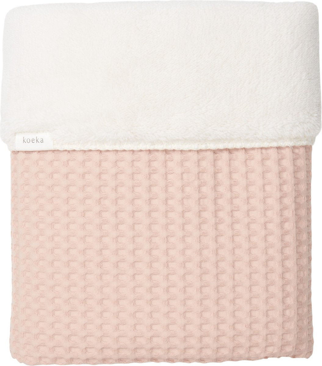 KOEKA Oslo wiegdeken wafel/ teddy - 100x 75cm - rosa salt/ pebble