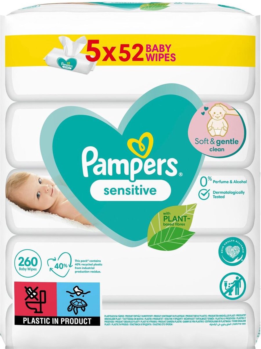 PAMPERS Wipes sensitive - 5x52st.